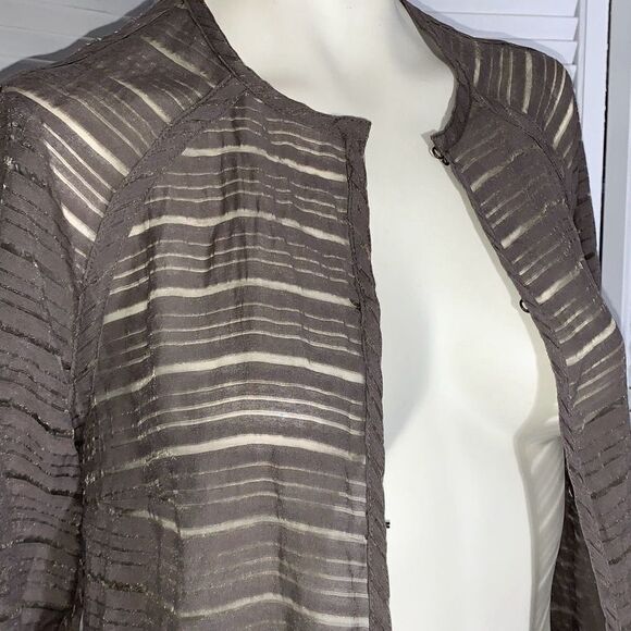 Coldwater Creek Gray Rayon Sheer Cardigan Top Size 8￼ - Picture 1 of 9
